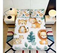 3D Printed Jungle Animals Fitted Sheet, Microfiber Bed Cover, Non-slip