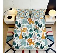 3D Printed Jungle Animals Fitted Sheet, Microfiber, Bed Cover, Non-slip