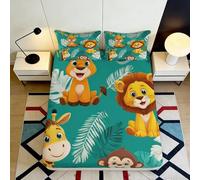 3D Printed Jungle Animals Fitted Sheet, Microfiber Bed Cover, Non-slip Soft