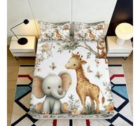 3D Printed Jungle Animals Fitted Sheet Microfiber Breathable Deep Pocket Bedroom Bedding Animals Mattress Fitted Cover Washable 140x200x25cm
