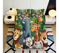 3D Printed Jungle Animals Fitted Sheet Microfiber Deep Pocket Non-Slip All-Age Bedding Jungle Mattress Fitted Cover Washable 140x200x25cm