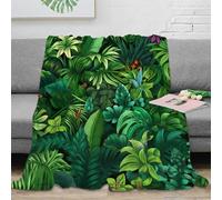 3D Printed jungle foliage Bedding Throw Microfiber Soft Warm Bedding Cosy tropical plant design Bedding Blanket Wrinkle Resistant Non Pilling for Adults Couples Households 50x60inch(127x152cm)
