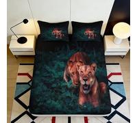 3D Printed Jungle Lion Fitted Sheet Microfiber Deep Pocket Bedroom Bedding Set for Adults Teens Lion Mattress Fitted Cover Non-Slip Full Wrap Protection 200x200x25cm