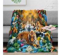 3D Printed Jungle Wildlife Sofa Throw Microfiber Warm Cosy Bedding Soft Tropical Animal Art Couch Blanket Machine Washable No Shedding for Students Teens Gamers Movie Nights 40x50inch(100x130cm)