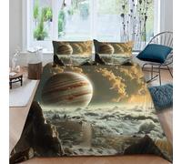 3D Printed Jupiter Ocean Duvet Cover Set 155x220(61″×87″),Soft Microfiber Hypoallergenic Planet Bedding Set with Pillowcase, Quilt Cover with Zipper for Kids, Teens 1e69
