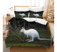 3D Printed Kangaroo Double Bedding Set Microfibre Wild Animals 3 Piece Duvet Cover Set Quilt Cover 200x200 cm with Zipper Closure and 2 Pillowcases for Double Bed G.1944