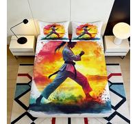 3D Printed Karate Art Fitted Sheet, Microfiber, Bed Cover, Non-slip, Home