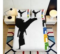 3D Printed Karate Pattern Fitted Sheet, Microfiber Bed Cover, Non-slip Home