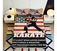 3D Printed Karate Pattern Fitted Sheet, Microfiber Bed Cover, Non-slip Home