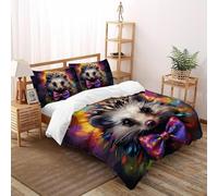 3D Printed Kawaii Hedgehog Duvet Cover Wild Cute Animal Bedding Set 3 Pieces Luxury Microfiber with Pillowcases,Hidden Zipper for Boys And Girls King(220x240cm) Room Decor