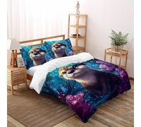 3D Printed Kawaii Otter Quilt Cover Wild Cute Animal Bedding Set 3Pcs Luxury Microfiber with Pillowcases,Hidden Zipper for Kid Teens Double（200x200cm） Room Decor