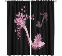 3D Printed Kids' Bedroom Curtains with Animal Design High Heel Pattern Grommet Blackout Curtains for Thermal & Acoustic Insulation Ideal for Hotel & Office Use