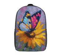 3D Printed Kids School Backpack Vibrant Butterfly on Sunflower Backpacks Fashion Casual Children Backpacks Outdoor Casual Daypack Cute Travel Bags for Boys Elementary And Middle School Students 17inch
