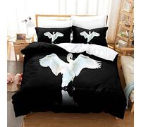 3D Printed King Size Bedding Sets Black White Swan, Duvet Cover King Size + 2 Pillowcases 19" x 29" - Bedding Sets King Size For Men and Women, Microfiber King Size Duvet Cover Sets