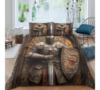 3D Printed Knight Armor Duvet Cover, Microfiber Comforter Cover Hidden
