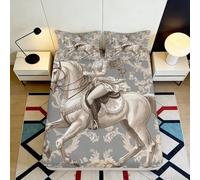 3D Printed Knight Horse Fitted Sheet Microfiber Deep Pocket Non-Slip Knight Horse Mattress Fitted Cover Bedroom Bedding for Adults 200x200x25cm