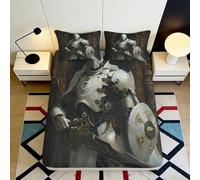 3D Printed Knight Theme Fitted Sheet Microfiber Deep Pocket Bedroom Bedding Knight Mattress Fitted Cover Full Wrap Washable for Adults 90x200x25cm