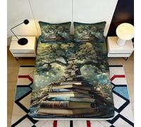 3D Printed Knowledge Tree Fitted Sheet Microfiber Deep Pocket Bed Sheet for Adults Bedroom Tree Mattress Fitted Cover Full Wrap Non-Slip 160x200x25cm