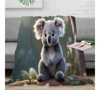 3D Printed koala sitting Couch Blanket Microfiber Warm Soft Bedding Lightweight Digital art Cozy Throw Blanket Wrinkle Resistant Non Pilling for Homeowners Renters Adults 50x60inch(127x152cm)