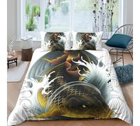3D Printed Koi Bedding Cover, Microfiber Quilt Cover Hidden Zipper Home
