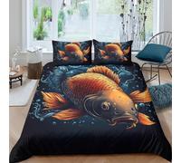 3D Printed Koi Duvet Cover, Microfiber Comforter Cover Hidden Zipper for