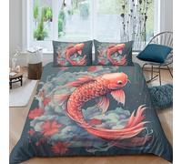 3D Printed Koi Quilt Cover, Microfiber Duvet Cover Hidden Zipper for Home