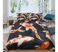 3D Printed Koi Quilt Cover, Microfiber Duvet Cover Hidden Zipper for Home