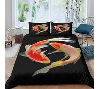3D Printed Koi Quilt Cover, Microfiber Duvet Cover Hidden Zipper Home Decor