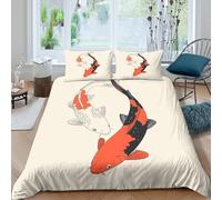 3D Printed Koi Quilt Cover, Microfiber Duvet Cover Hidden Zipper Home Decor