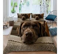 3D Printed Labrador Retriever Single Bedding Sets Microfibre Cute Animals 3 Piece Duvet Cover Set Quilt Cover 135x200 cm with Zipper Closure and 2 Pillowcases for Single Bed G.3264