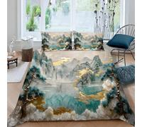 3D Printed Landscape Marble Duvet Cover Set Single size,Soft Microfiber Hypoallergenic Affordable Luxury Bedding Set with Pillowcase, Quilt Cover with Zipper for Kids, Teens2e64