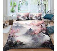 3D Printed Landscape Quilt Cover, Microfiber Duvet Cover Hidden Zipper for