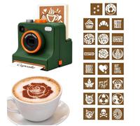 3D Printed Latte Art Camera, 1-touch Coffee Printer Chocolate Foam Machine | Manual Coffee Stencil Maker Template Cards, 10.5x12.5x10.5cm,4pc Template Random, For Home Cafe Dorm Indoor Women Men