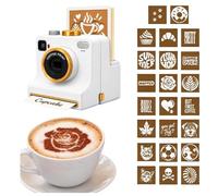 3D Printed Latte Art Camera, 1-touch Coffee Printer Chocolate Foam Machine | Manual Coffee Stencil Maker Template Cards, 10.5x12.5x10.5cm,4pc Template Random, For Home Cafe Dorm Indoor Women Men