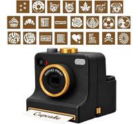 3D Printed Latte Art Camera, 1-touch Coffee Printer Chocolate Foam Machine | Manual Coffee Stencil Maker Template Cards, 10.5x12.5x10.5cm,4pc Template Random, For Home Cafe Dorm Indoor Women Men