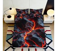 3D Printed Lava Crack Fitted Sheet Microfiber Soft Anti-Slip Volcano Rock Mattress Cover Bedroom Decor 90x200x25cm
