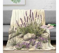 3D Printed Lavender plant Soft Throw Microfiber Ultra Soft Warm Bedding Botanical garden Couch Blanket Wrinkle Resistant for Young Adults Renters Office Workers Students 60x80inch(150x200cm)