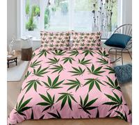 3D Printed Leaf Pattern Duvet Cover 135x200 3PC Duvet Set with Zipper Closure and 2 Pillowcases 50x75 Plants Soft Breathable Microfiber Bedding Set 37-J