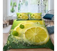 3D Printed Lemom Duvet Cover Set King size,Soft Microfiber Hypoallergenic Green Bedding Set with Pillowcase, Quilt Cover with Zipper for Kids, Teens, Adults2e43