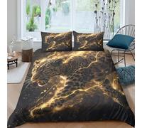 3D Printed Leopard charging Bed Cover Breathable Fabric Mythical beast art Bedding Cover Soft Comfortable Quick Drying Wrinkle Free for Guest Room Home Use Single（135x200cm）