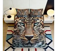 3D Printed Leopard Face Fitted Sheet Microfiber Soft Breathable Wild Cat Bed Cover for Bedroom Dorm Mattress Protection Decor 90x200x25cm