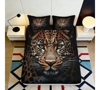 3D Printed Leopard Face Fitted Sheet Microfiber Soft Slip-Resistant Animal Pattern Mattress Cover for Bedroom Dorm Mattress Protection 90x200x25cm