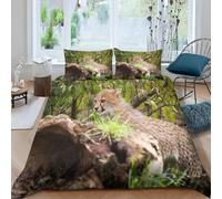 3D Printed Leopard Print King Size Duvet Cover Sets Microfibre Wild Animals 3 Piece Bedding Sets Quilt Cover 230x220 cm Zipper Closure and 2 Pillowcases for Kingsize Bed G.3702