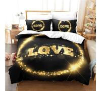 3D Printed Letter Single Duvet Cover Set Flash Art Bedding Set Soft Breathable Microfibre Quilt Cover 135x200 with Zipper Closure and 2 Pillowcases 50x75 4364-B