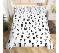 3D Printed Letters Duvet Cover Super King Size For Kids Teens Black and White Art Bedding Set The Ultra-Soft 3 Pieces includes 1 Quilt Covers 260x220 and 2 Pillowcases L.2238