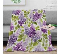3D Printed Lilac flowers Nap Blanket Microfiber Soft Warm Bedding Breathable Watercolor floral design Bedding Throw Non Pilling Fade Resistant for Homeowners Renters Families 40x50inch(100x130cm)