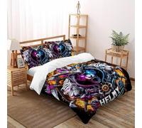 3D Printed Lion And Tiger Duvet Cover Wild Land Animal Bedding Set 3Pcs Soft Microfiber with Pillowcases,Hidden Zipper for Kid Teens King（220x240cm） Room Decor