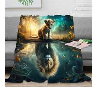 3D Printed Lion cub Travel Blanket Microfiber Warm Soft Bedding Lightweight Fantasy art Bedding Throw Heartfelt Gift for Colleagues Friends Loved Ones 80×90inch(200x230cm)