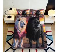 3D Printed Lion Design Fitted Sheet Microfiber Deep Pocket Non-Slip Bedding Lion Mattress Fitted Cover Full Wrap Washable for Home 140x200x25cm