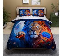 3D Printed Lion Duvet Cover Double 3 Pieces 200x200cm Animals Lion Bedding Set with Hidden Zipper Soft Microfiber Comforter Quilt Cover with 2 Pillowcase 50x75cm（XXX 4-6）